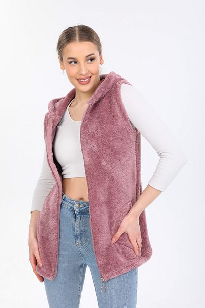 MODA VUSLAT Women's Dusty Rose Zippered Vest