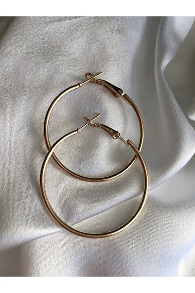 Kosovalı Modern Moda Orta Boy Halka Küpe Gold
