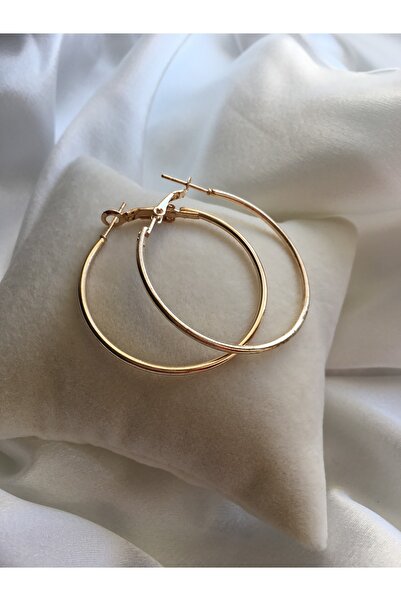 Kosovalı Modern Moda Orta Boy Halka Küpe Gold