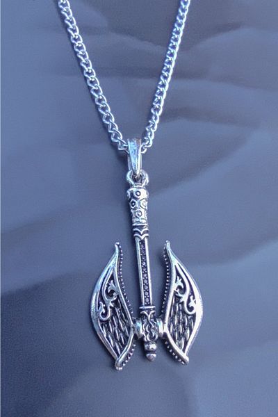 The Collection Silver Devil Ax Necklace
