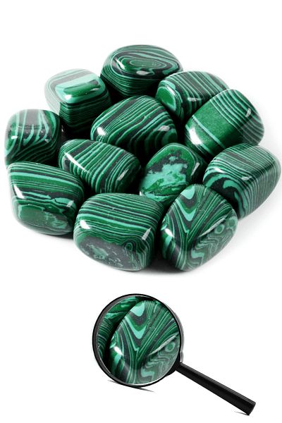 Tesbih Atölyesi Natural Malahit Stone - Certified Tumbled Mass Piece