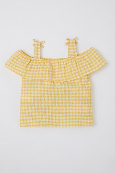 DeFacto Holčička Gingham květinová košile s popruhem