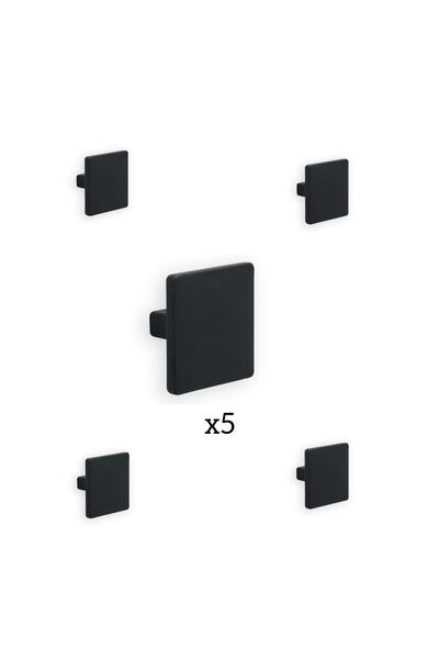 ARON Kare Düğme Kulp Mat Siyah Komidin Konsol Şifonyer Ünite Mobilya Kulbu (5 ADET)