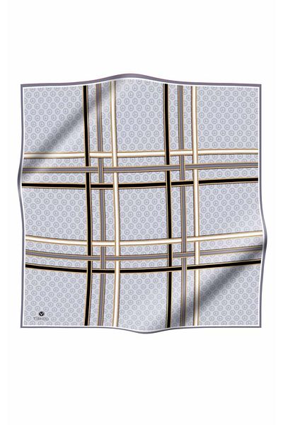Vissona Γυναικείο Μεταξωτό Φουλάρι Twill Ασημί Μαύρο