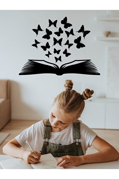 Teknik Reklam Kitap Ve Kelebek Duvar Sticker Çıkartması Kütüphane Ve Kitaplık...