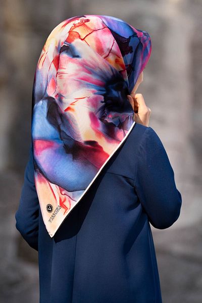 Vissona Γυναικείο μεταξωτό κασκόλ Twill Indigo Powder