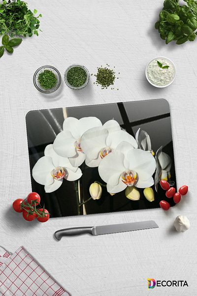 Decorita Glass Cutting Board - Glass Cutting Board |   Orchid Kitchen |   30cm X 40cm