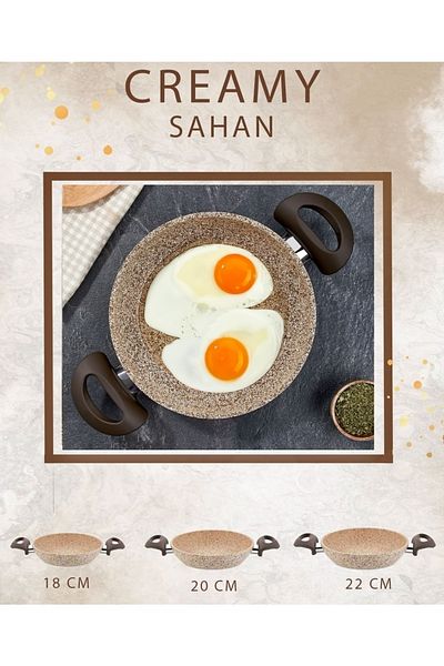 FALEZ Creamy 3 Piece Granite Pan Set Sahan Set