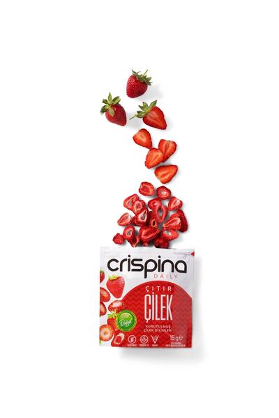 Crispina Daily Dondurularak Kurutulmuş Meyve Çilek Freeze Dried Çilek Meyve Cipsi Doğal Vegan Glutensiz 12'li