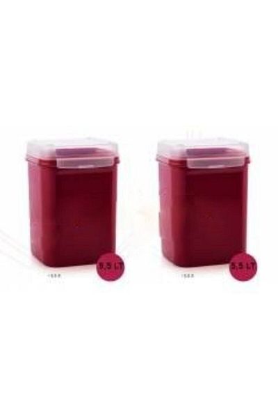 Tupperware 5.5 Liter Special Square Claret Red Storage Carrying - 2 Pieces