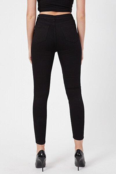 Ramrod Rose Blugi Negri cu Picior Strâmt Talie Înaltă - Blugi Skinny Negri Je...