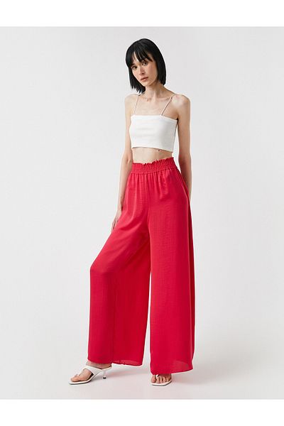 Koton Wide Leg Trousers with Elastic Waist