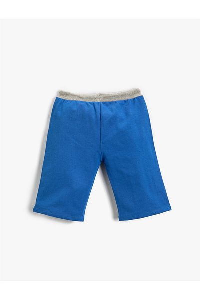 Koton Slogan Printed Shorts Cotton Waist Tied