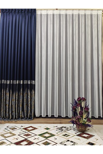 perhal perde ve halı Lanț cu dungi groase Ulak 1-3 Perdele din tul plisat strâns