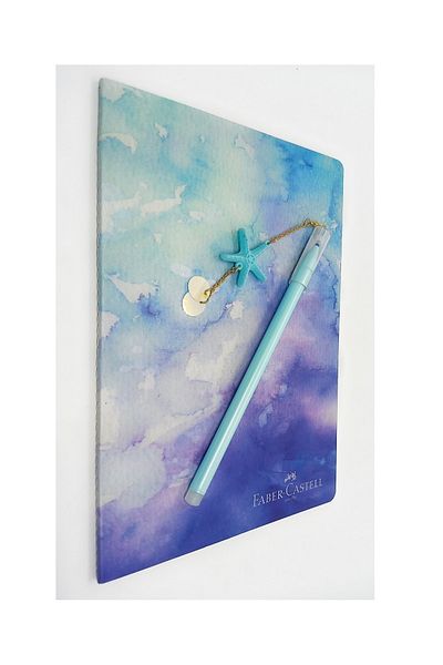 Faber Castell A5 Size Concept Notebook Unlined and Water Green Gel Star Ballpoint Pen Erasable