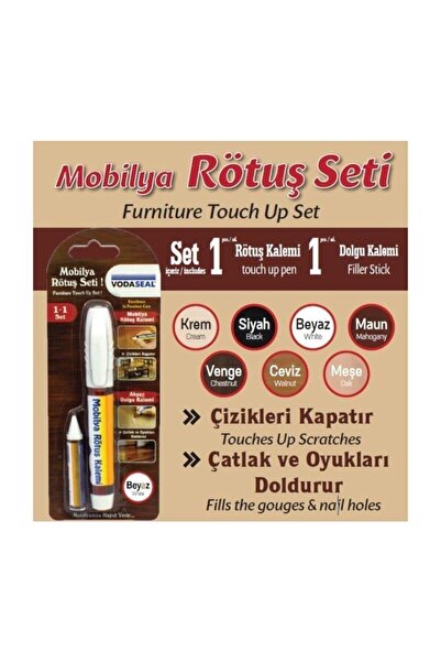 Vodaseal Mobilya Rötuş Seti Ahşap Dolgu Kalemi Çizik Çatlak Kapatıcı Krem