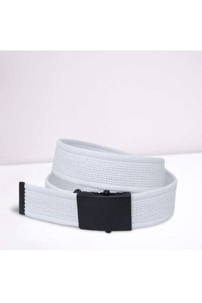 Livize Unisex Black Buckle Column Belt 4cm White