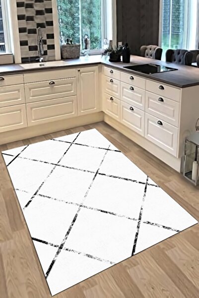 Thalia Home Kaymaz Taban Yıkanabilir Beyaz Leke Tutmaz Mutfak Halısı Yolluk