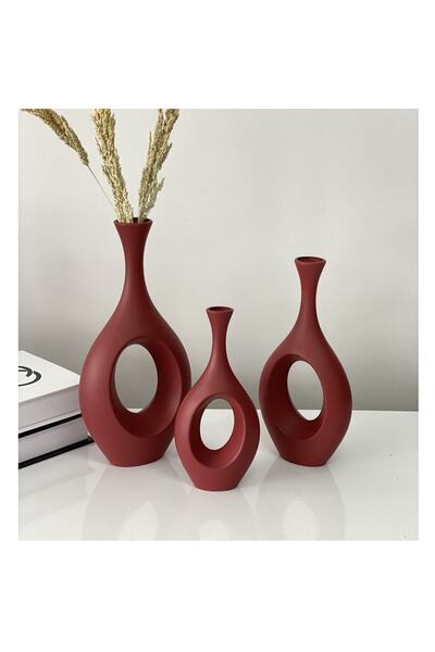 stilinbu Κεραμικό βάζο Bohemian Hitite - Σετ 3' H253035 (Claret Red)