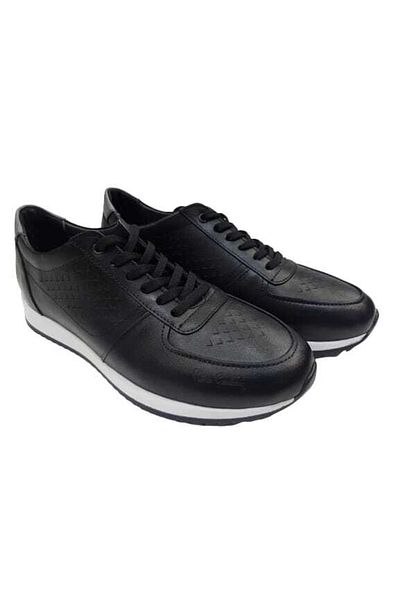 Pierre Cardin Black Leather Casual Shoes Offering Durability and Elegance Together, Model 109149