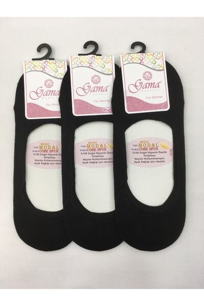 Gama Çorap 3 Pieces Micro Modal 100% Natural Nylon Free Solid Colored Silicone Thin Summer Women's Ballerinas