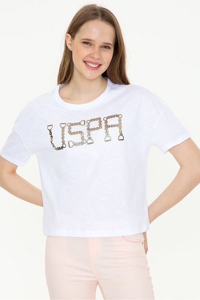 U.S. Polo Assn. Λευκό γυναικείο μπλουζάκι