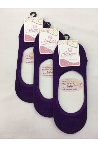 Gama Çorap 3 bucăți micro modal 100% natural fără nailon, culoare uni, silicon, balerini subțiri de vară pentru femei