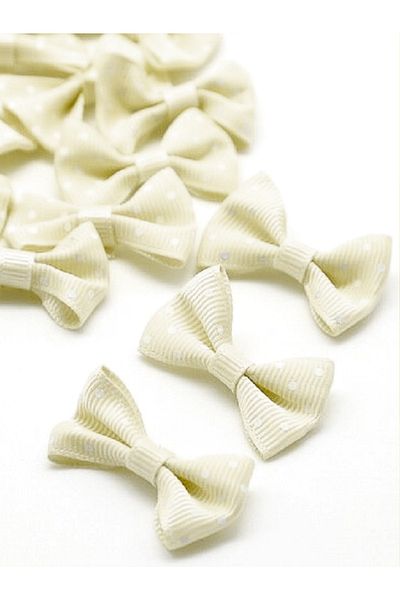 E Elmas Mini Bowtie Bow Ribbon Cream(3.5cm-25pcs)