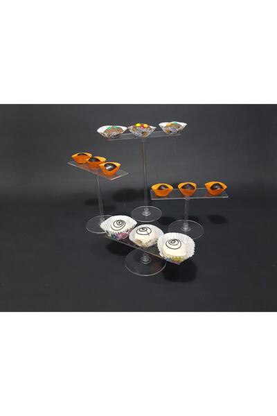 soylu pleksi Şeffaf Pleksi 4'lü Dikdörtgen Teşhir Cupcake Standı