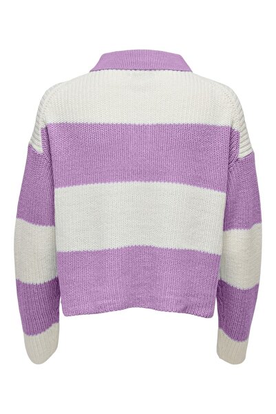 ONLY Pulover polo pentru femei L/s Block Ex Knt Polo cu guler cu nasturi, culoare bloc, tricotat, cu potrivire normală