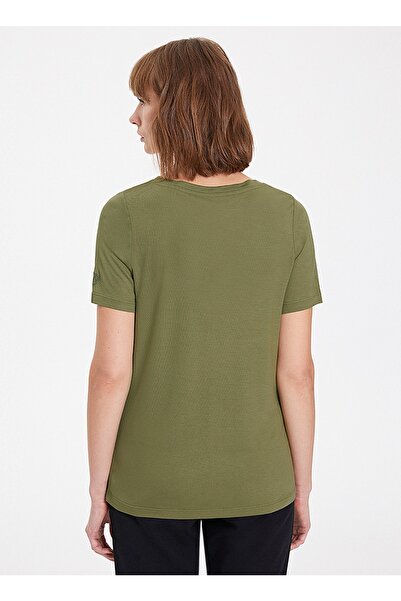 WESTMARK LONDON West Mark London Women's Ecovero Ecological Viscose V-Neck Khaki T-shirt