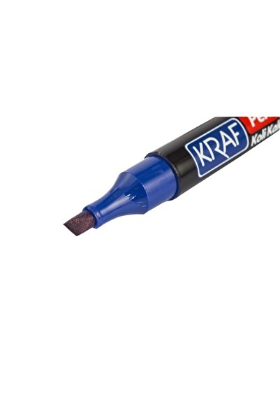 KRAF Kesik Uçlu Permanent Mavi Koli Kalemi 12'li