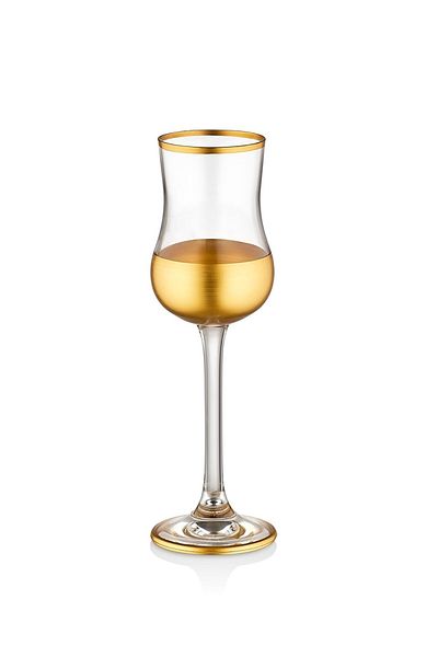 Paşabahçe Grappa Gold Luxury Series Water Glass, Set of 6 Glasses, Coffee Cup