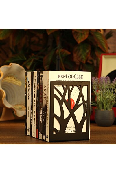 Hobi Demir Sanat حامل كتب معدني منقوش على شكل شجرة لتزيين المنزل والمكتب، مجم...