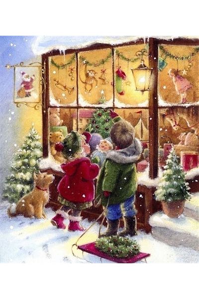 Marcel Kristal Tablo Diamond Mosaic Painting - Children in Christmas, 51x56 cm