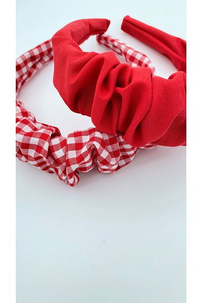 White Alamode Red Gingham + Red Gathered Crown