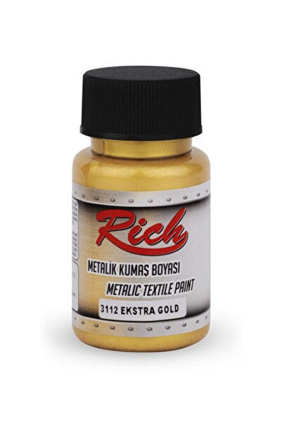 Rich Metalik Akrilik Kumaş Boyası 50 cc Ekstra Altın