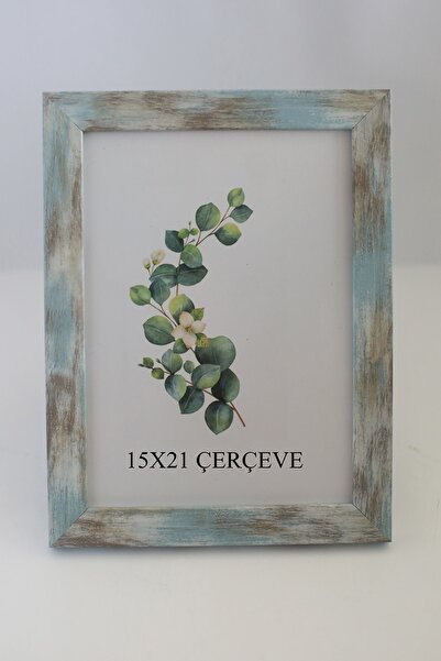 oversstore Dekoratif 15x21 Joy Çerçeve Eskitme Mavi-kahverengi