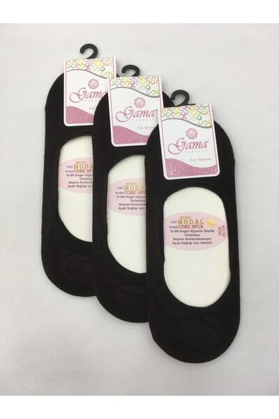 Gama Çorap 3 Pieces Micro Modal 100% Natural Nylon Free Solid Colored Silicone Thin Summer Women's Ballerinas