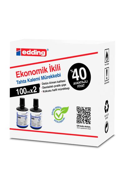 Edding Legamaster Beyaz Tahta Mürekkebi 100ml Siyah 2'li