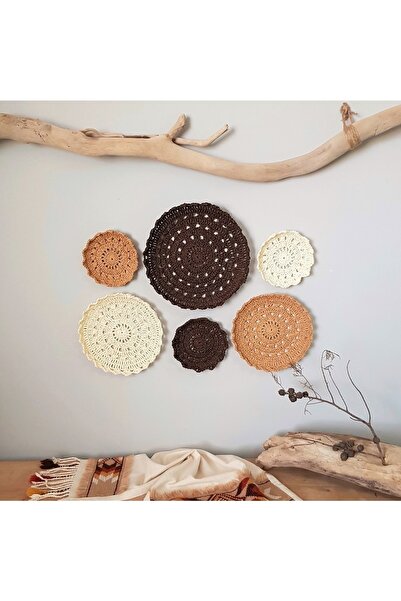 Limenis Bohem Etnik Duvar Tabağı Seti / Kağıt Ip Dantel Desenli Altılı Duvar ...