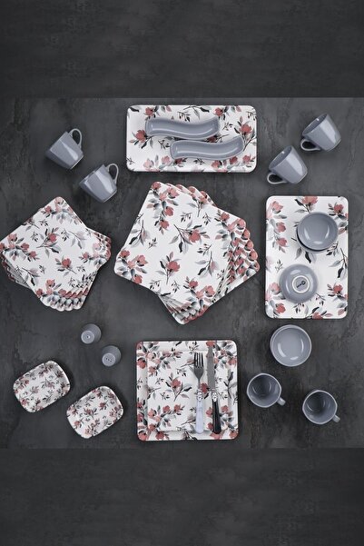ACAR 33 Parça Dora 6 Kişilik Stoneware Kahvaltı Takımı 11596
