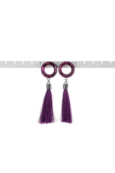 VS ACCESSORY Round Stone Tassel Earrings