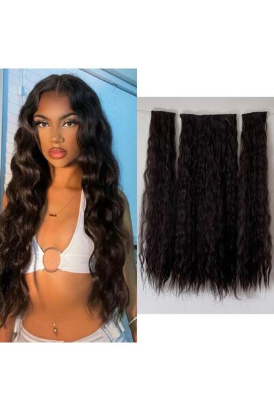 Fenomen Peruk Σκούρο καφέ Αφρο-κυματιστό Ημισέληνος +2 Πλευρικά