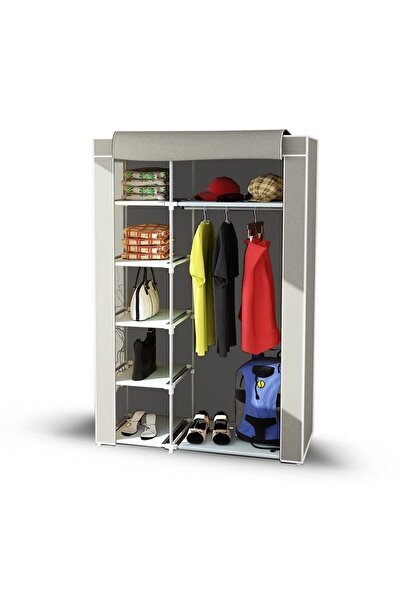 Sepet38 Tek Yandan Raflı Askılı Dayanıklı Plastik Bez Dolap