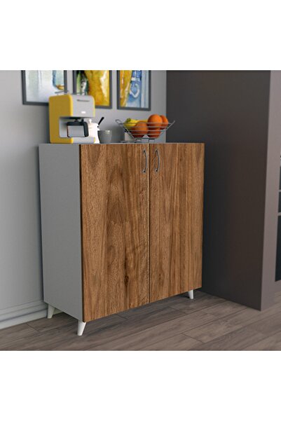 Missia Mobilya Siena Beyaz-Ceviz 4 Raflı Ayakkabılık Çok Amaçlı Dolap