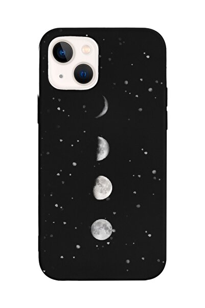 Spoyi Iphone 13 Uyumlu Dolunay Tasarımlı Siyah Premium Telefon Kılıfı