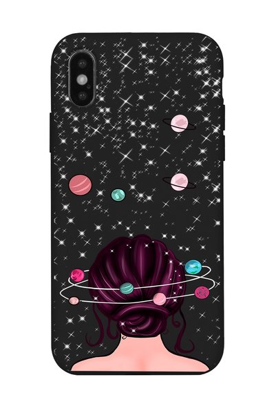 Spoyi iPhone X - XS Space Girls Design Black Premium Compatible Phone Case