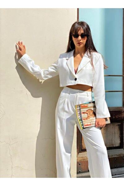 bymaestro woman Women's Crop Blazer Jacket White