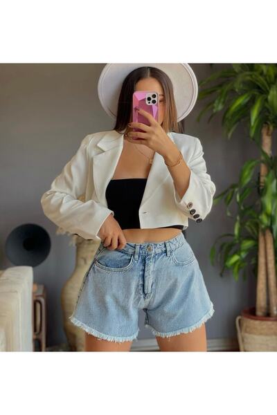 bymaestro woman Women's Crop Blazer Jacket White
